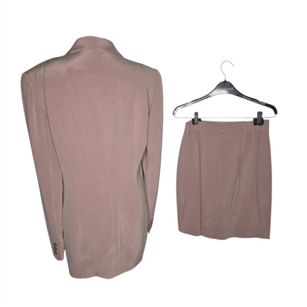 New Vtg Dana Buchman Silk 2 Pc Skirt Suit Set Size 8/ 10 Pink Career Office - Picture 2 of 10